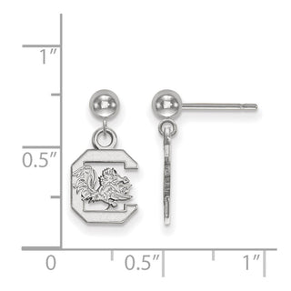 Sterling Silver Rhodium-plated LogoArt University of South Carolina Dangle Ball Post Earrings