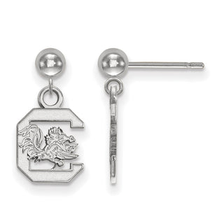 Sterling Silver Rhodium-plated LogoArt University of South Carolina Dangle Ball Post Earrings
