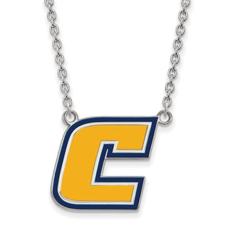 Sterling Silver Rhodium-plated LogoArt University of Tennessee at Chattanooga Letter C Large Enameled Pendant 18 inch Necklace