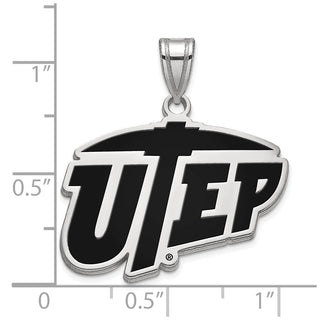 Sterling Silver Rhodium-plated LogoArt University of Texas at El Paso Large Enameled Pendant