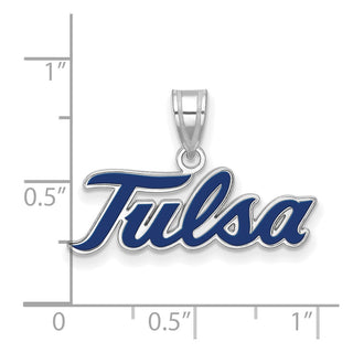 Sterling Silver Rhodium-plated LogoArt University of Tulsa T-U Large Enameled Pendant