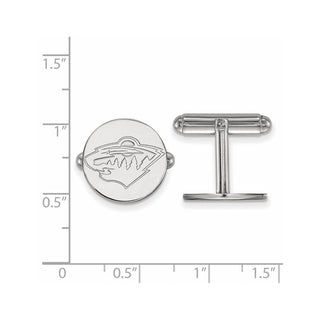 Sterling Silver Rhodium-plated NHL LogoArt Minnesota Wild Cuff Links