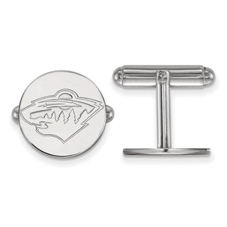 Sterling Silver Rhodium-plated NHL LogoArt Minnesota Wild Cuff Links
