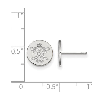 Sterling Silver Rhodium-plated LogoArt College of William and Mary Extra Small Disc Earrings