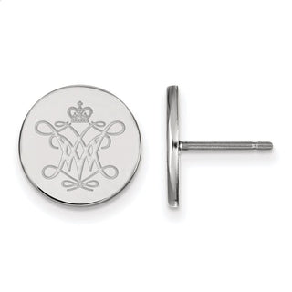 Sterling Silver Rhodium-plated LogoArt College of William and Mary Extra Small Disc Earrings