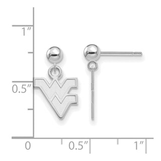 14k White Gold LogoArt West Virginia University W-V Dangle Ball Post Earrings