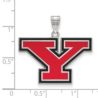 Sterling Silver Rhodium-plated LogoArt Youngstown State University Letter Y Large Enameled Pendant