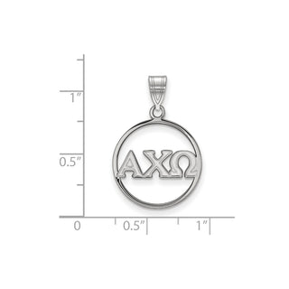 Sterling Silver Rhodium-plated LogoArt Alpha Chi Omega Sorority Greek Letters Large Circle Pendant