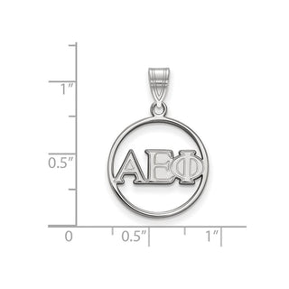 Sterling Silver Rhodium-plated LogoArt Alpha Epsilon Phi Sorority Greek Letters Small Circle Pendant
