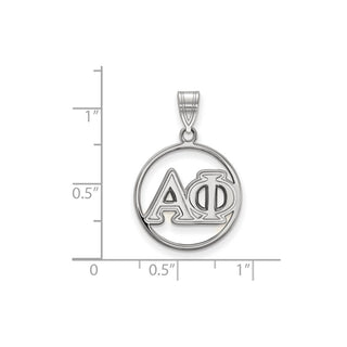Sterling Silver Rhodium-plated LogoArt Alpha Phi Sorority Greek Letters Medium Circle Pendant