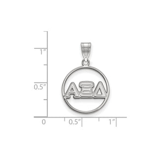 Sterling Silver Rhodium-plated LogoArt Alpha Xi Delta Sorority Greek Letters Medium Circle Pendant