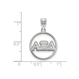 Sterling Silver Rhodium-plated LogoArt Alpha Xi Delta Sorority Greek Letters Medium Circle Pendant