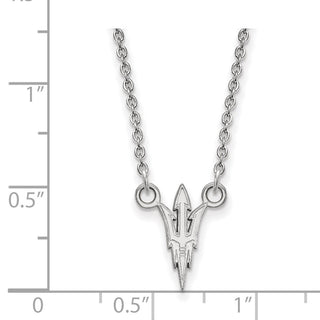 Sterling Silver Rhodium-plated LogoArt Arizona State University Pitchfork Small Pendant 18 inch Necklace