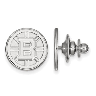 Sterling Silver Rhodium-plated NHL LogoArt Boston Bruins Lapel Pin