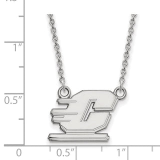 Sterling Silver Rhodium-plated LogoArt Central Michigan University Letter C Small Pendant 18 inch Necklace