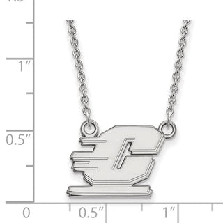 10k White Gold LogoArt Central Michigan University Letter C Small Pendant 18 inch Necklace