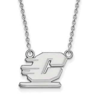 Sterling Silver Rhodium-plated LogoArt Central Michigan University Letter C Small Pendant 18 inch Necklace