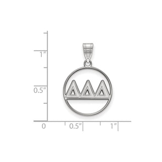 Sterling Silver Rhodium-plated LogoArt Delta Delta Delta Sorority Greek Letters Medium Circle Pendant