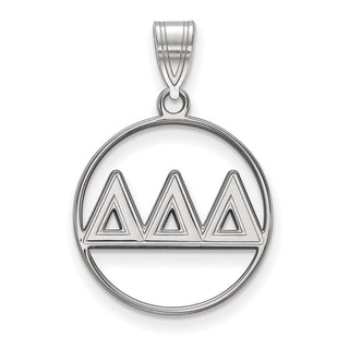 Sterling Silver Rhodium-plated LogoArt Delta Delta Delta Sorority Greek Letters Medium Circle Pendant