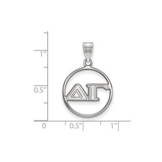 Sterling Silver Rhodium-plated LogoArt Delta Gamma Sorority Greek Letters Medium Circle Pendant