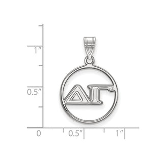 Sterling Silver Rhodium-plated LogoArt Delta Gamma Sorority Greek Letters Medium Circle Pendant