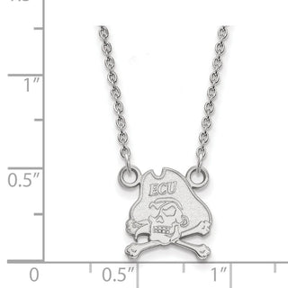 10k White Gold LogoArt East Carolina University Pirate Small Pendant 18 inch Necklace 1W011ECU-18