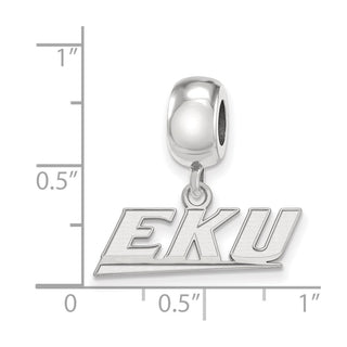 Sterling Silver Rhodium-plated LogoArt Eastern Kentucky University E-K-U Extra Small Dangle Bead Charm