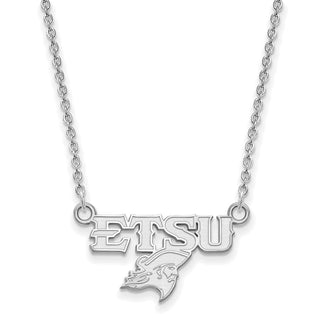 Sterling Silver Rhodium-plated LogoArt East Tennessee State U. Small Necklace