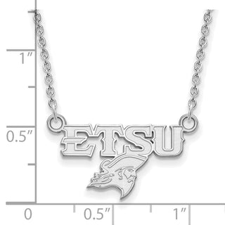 Sterling Silver Rhodium-plated LogoArt East Tennessee State U. Small Necklace