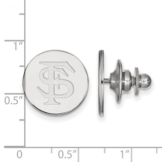 Sterling Silver Rhodium-plated LogoArt Florida State University F-S Lapel Pin