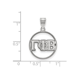 Sterling Silver Rhodium-plated LogoArt Gamma Phi Beta Sorority Greek Letters Medium Circle Pendant