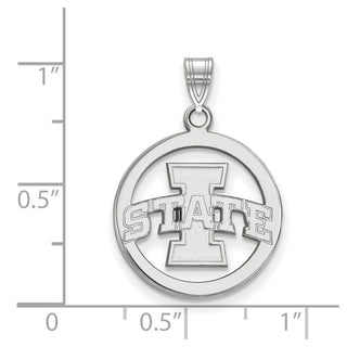 Sterling Silver Rhodium-plated LogoArt Iowa State University Medium Circle Pendant