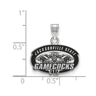 Sterling Silver Rhodium-plated LogoArt Jacksonville State University Small Enameled Pendant