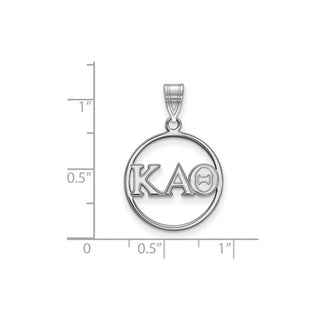 Sterling Silver Rhodium-plated LogoArt Kappa Alpha Theta Sorority Greek Letters Medium Circle Pendant