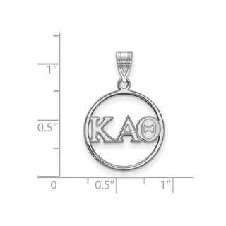 Sterling Silver Rhodium-plated LogoArt Kappa Alpha Theta Sorority Greek Letters Medium Circle Pendant