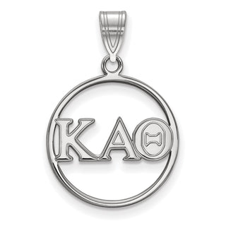 Sterling Silver Rhodium-plated LogoArt Kappa Alpha Theta Sorority Greek Letters Medium Circle Pendant