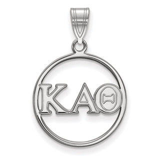 Sterling Silver Rhodium-plated LogoArt Kappa Alpha Theta Sorority Greek Letters Medium Circle Pendant