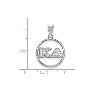 Sterling Silver Rhodium-plated LogoArt Kappa Delta Sorority Greek Letters Medium Circle Pendant