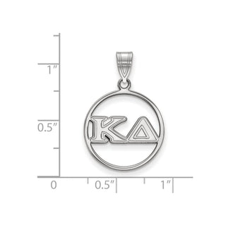 Sterling Silver Rhodium-plated LogoArt Kappa Delta Sorority Greek Letters Medium Circle Pendant