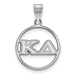 Sterling Silver Rhodium-plated LogoArt Kappa Delta Sorority Greek Letters Medium Circle Pendant