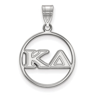 Sterling Silver Rhodium-plated LogoArt Kappa Delta Sorority Greek Letters Medium Circle Pendant