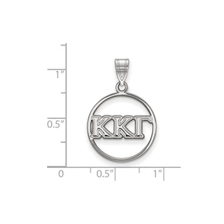 Sterling Silver Rhodium-plated LogoArt Kappa Kappa Gamma Sorority Greek Letters Medium Circle Pendant