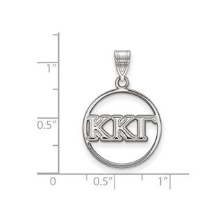 Sterling Silver Rhodium-plated LogoArt Kappa Kappa Gamma Sorority Greek Letters Medium Circle Pendant