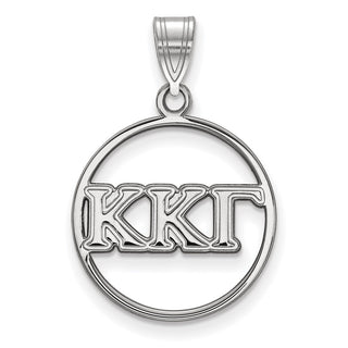 Sterling Silver Rhodium-plated LogoArt Kappa Kappa Gamma Sorority Greek Letters Medium Circle Pendant