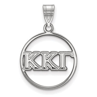 Sterling Silver Rhodium-plated LogoArt Kappa Kappa Gamma Sorority Greek Letters Medium Circle Pendant