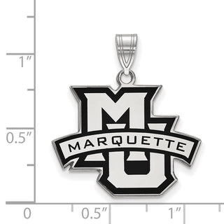 Sterling Silver Rhodium-plated LogoArt Marquette University Large Enameled Pendant