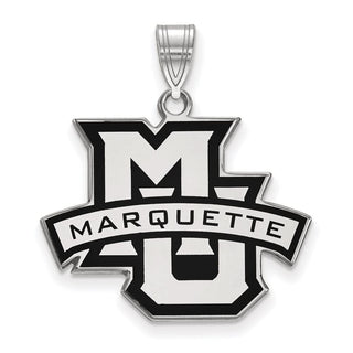 Sterling Silver Rhodium-plated LogoArt Marquette University Large Enameled Pendant