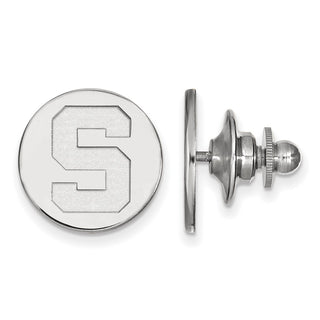 14k White Gold LogoArt Michigan State University Letter S Lapel Pin