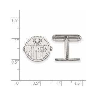 Sterling Silver Rhodium-plated NHL LogoArt Edmonton Oilers Cuff Links