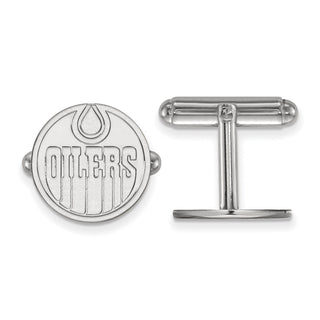 Sterling Silver Rhodium-plated NHL LogoArt Edmonton Oilers Cuff Links